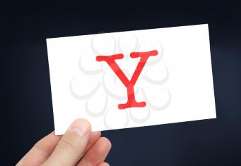 The letter Y on a card