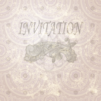 Royalty Free Clipart Image of an Invitation with a Paisley Pattern
