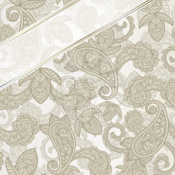 Royalty Free Clipart Image of a Background of a Paisley Pattern with a Border