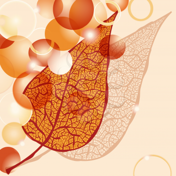 Royalty Free Clipart Image of a Leaf and Balls