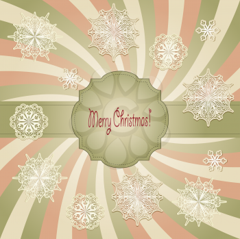 Royalty Free Clipart Image of a Christmas Card with Snowflakes