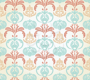 vector retro seamless floral pattern, pattern in swatch menu
