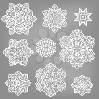 Vector paper cut snowflakes