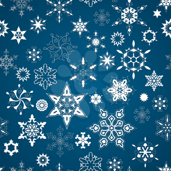 Vector Seamless Christmas Pattern with White Snowflakes