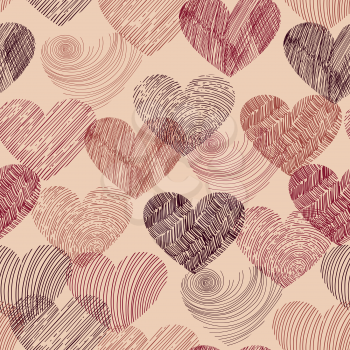 Vector Seamless Pattern with Funky Hearts