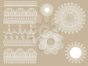 vector lacy scrapbook design elements: seamless brushea and napkins