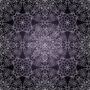 Vector Seamless Lacy Pattern on dark background