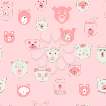 Vector Seamless Pattern with  Bears