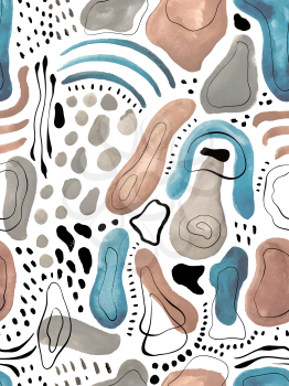 Vector Seamless Abstract Composition. Creative Hand drawn background