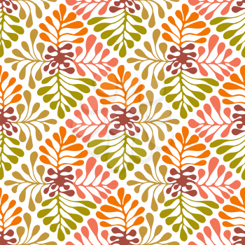 Vector Autumn Seamless Floral Pattern. Hand drawn traditional Mexican otomi style pattern