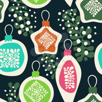 Vector winter background floral  pattern. Christmas  fir tree decoration