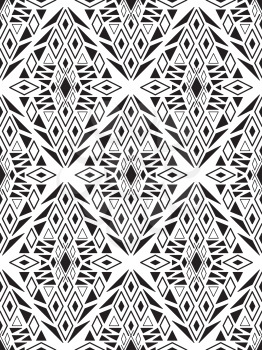 Vector Seamless Ethic Pattern. Original tribal Background. Black and White