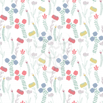 Vector Seamless Floral Pattern. Hand Drawn Flowers 