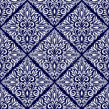 Vector  Seamless Floral Pattern on blue