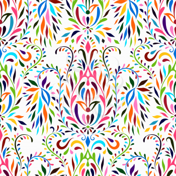 Vector Otomi Mexican Floral Seamless Oriental Pattern. Ethnic Background