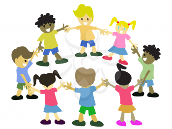 Royalty Free Clipart Image of a Bunch of Kids