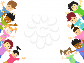 Royalty Free Clipart Image of a Bunch of Kids