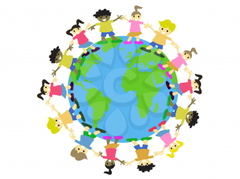 Royalty Free Clipart Image of Kids Around the World
