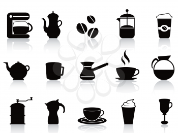 isolated black coffee icons set from white background