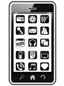 isolated smart phone with icons on the screen