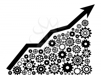 the business moving up graph with gears