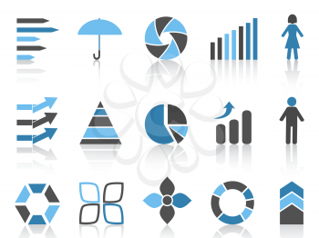 isolated infographic element icons set,blue series from white background 	