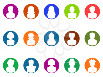 isolated color round button avatar icons on white background