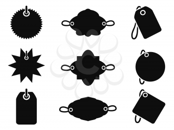 isolated black tag icons on white background
