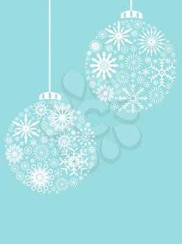 Christmas ball filled with snowflakes pattern on blue background