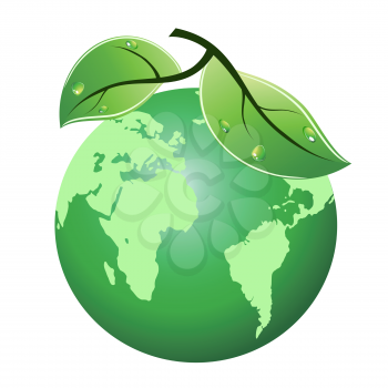 isolated green leaf earth icon on white background