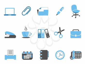isolated office tools icon set blue series from white background