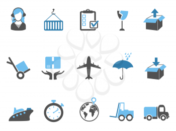 isolated logistics and shipping icons set blue series from white background