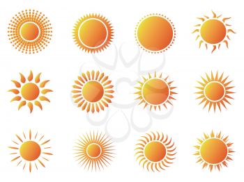 isolated sun icons set on white background