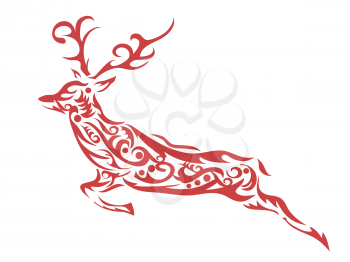 isolated red ornamental deer on white background 