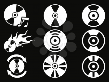 isolated white CD icons from black background