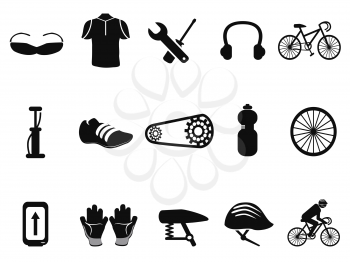 isolated black bicycle icons set on white background