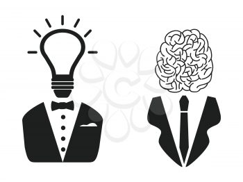 isolated 2 intelligent people head icon on white background