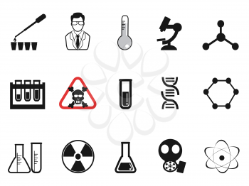 isolated black chemistry icons set from white background