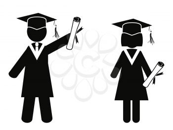 isolated graduated stick figures from white background