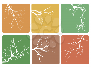 isolated tree branch buttons icons vector from white background