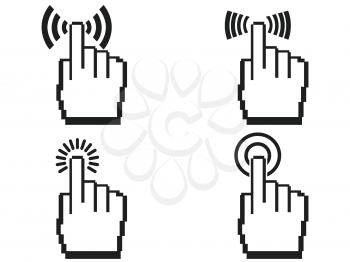 isolated pixel hands icon set from white background