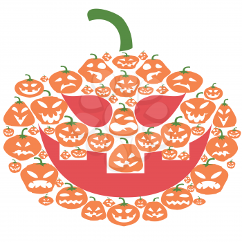 isolated flat cartoon Halloween pumpkin face on white background