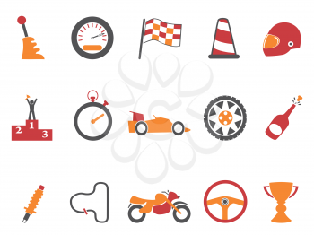 isolated orange race icons set from white background