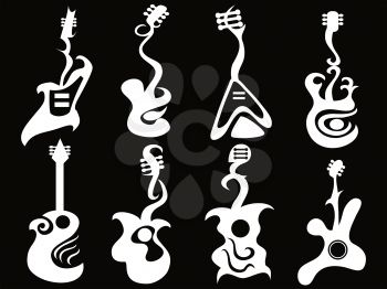 isolated white abstract guitar from  black background