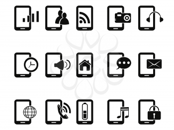 isolated black mobile phone icons set from white background