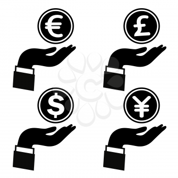 isolated Money in hand icon from white background
