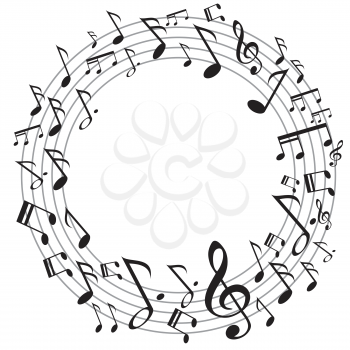 the design of circle music notes on white background 