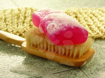 Royalty Free Photo of a Back Brush and Soap