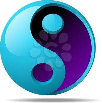 Royalty Free Clipart Image of a 3D Yin Yang Symbol