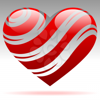 Royalty Free Clipart Image of a Striped 3D Heart